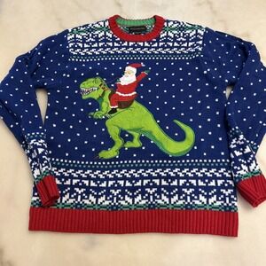 Blizzard Bay Sweater Adult Large Ugly Christmas Santa Dinosaur Long Sleeve Crew